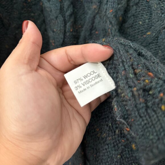 VTG West Highland Woollens Scotland Speckled Green Chunky Knit Wool Sweater M/L - Picture 5 of 6